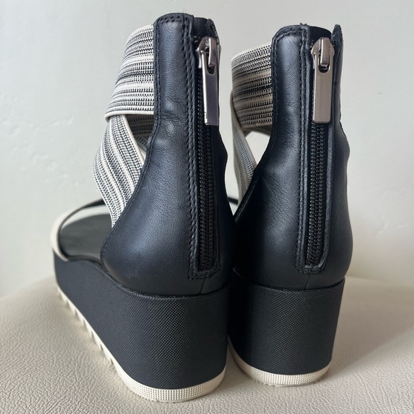 Sorel Cameron Black Leather Flatform Ankle Strap Wedge Sandal Size 9.5 - Picture 7 of 11